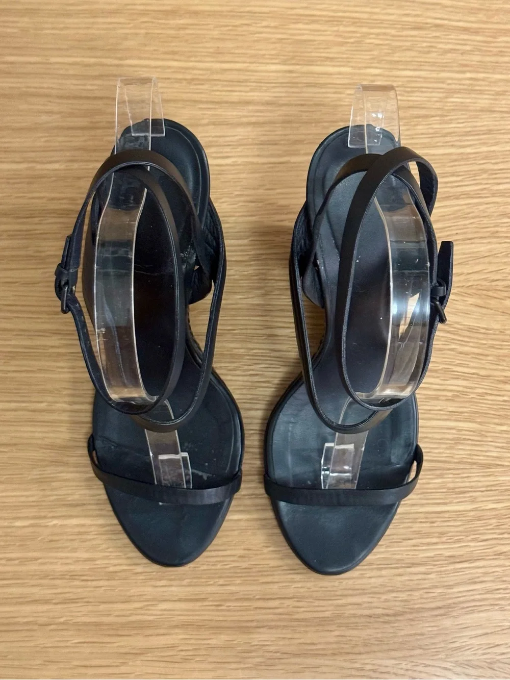 Bottega Veneta Black Leather Wrap-Around Wedge Sandals
